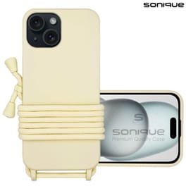 Θήκη  Apple iPhone 15 - Sonique Με Κορδόνι Carryhang - Μπεζ