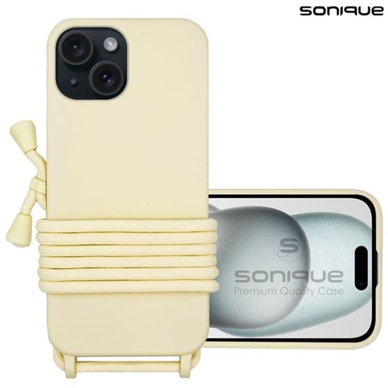 Θήκη  Apple iPhone 15 - Sonique Με Κορδόνι Carryhang - Μπεζ image 0