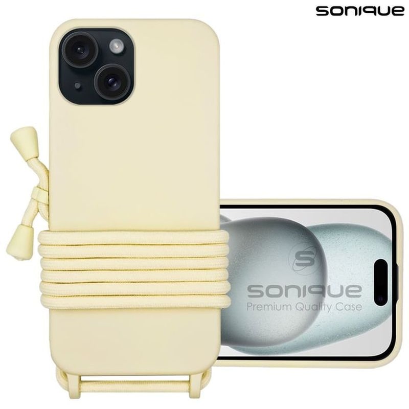 Θήκη Apple iPhone 15 - Sonique Με Κορδόνι Carryhang - Μπεζ
