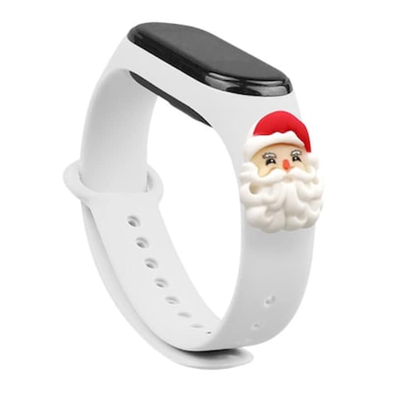 OEM Λουράκι Hurtel Christmas Holidays για Xiaomi Mi Band 3/Mi Smart Band 4 - White Santa