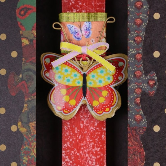 Λαμπάδα&nbsp;Synchronia&nbsp;Πεταλούδα&nbsp;Φλοράλ&nbsp;Μικρή&nbsp;Κόκκινο image 2