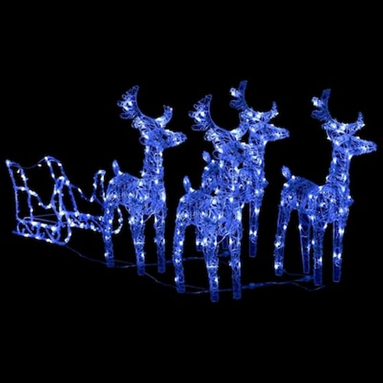 Χριστουγεννιάτικοι Διακοσμητικοί Τάρανδοι από Ακρυλικό 240 Led - Μπλε image 2