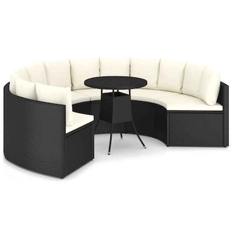 Σετ Σαλόνι Κήπου Vidaxl από Ρατάν με Μαξιλάρια 7 Τμχ - Λευκό VIDAXL