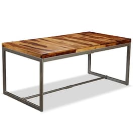 Τραπεζαρία Vidaxl  Από Μασίφ Ξύλο Sheesham Και Ατσάλι 180x90x76 cm - Μαύρο/Καφέ