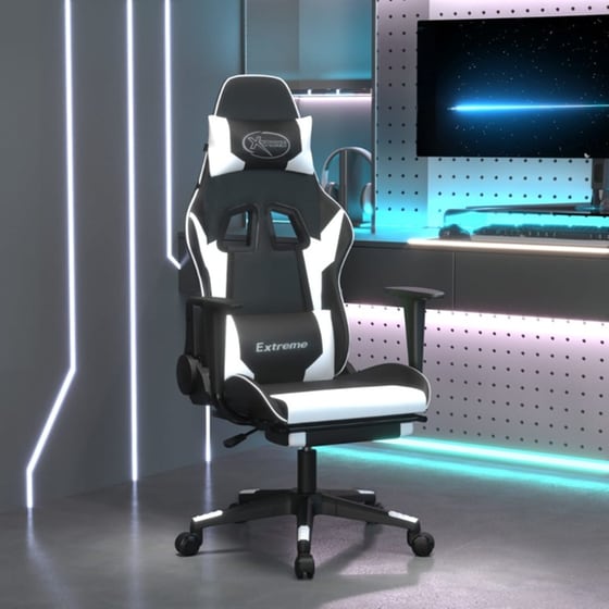 Καρέκλα Gaming VIDAXL 3143704 με Υποπόδιο από Τεχνητό Δέρμα - Μαύρο image 10
