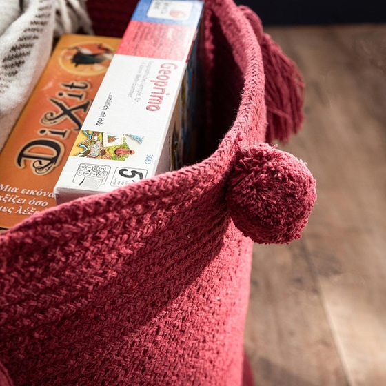 Καλάθι Αποθήκευσης Gofis Home Βαμβάκι 33x35cm - Κόκκινο image 3