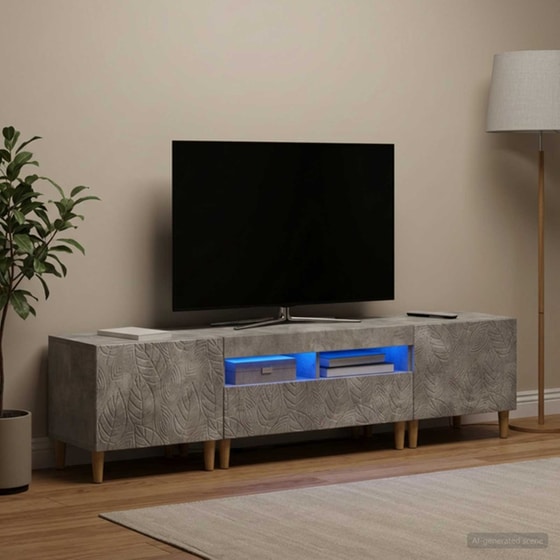 Έπιπλο Τηλεόρασης VidaXL DELFT με LED 3 τμχ 178 x 35 x 43 cm - Γκρι Σκυροδέματος image 1