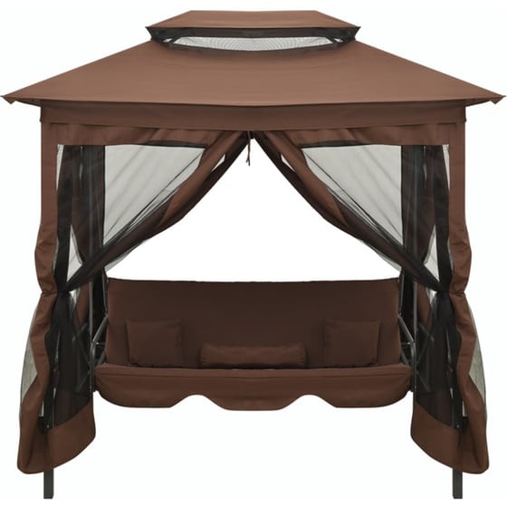 Κούνια Κήπου VidaXL με Σκίαστρο  από Χάλυβα 220x160x240 cm - Καφέ image 1