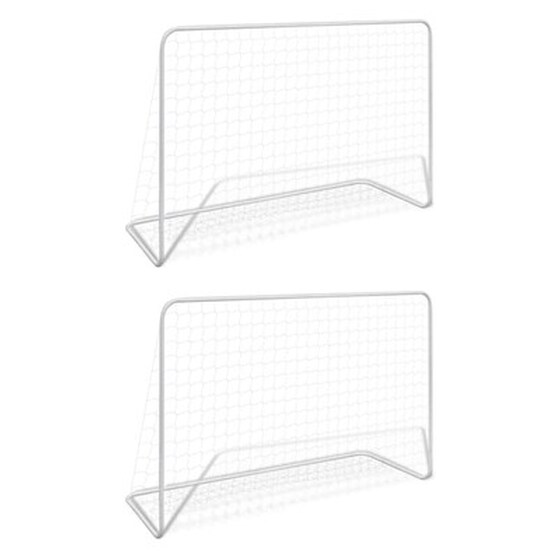 Vidaxl Τέρματα Ποδοσφαίρου 2 Τεμ Λευκά 182x61x122 Εκ Ατσάλινα + Δίχτυα image 1