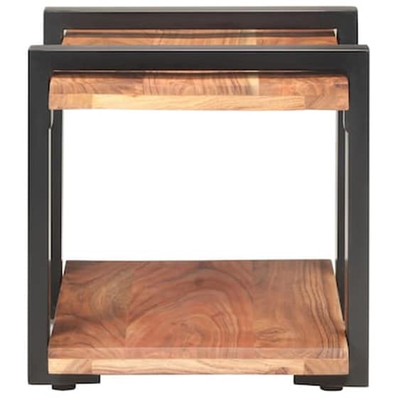 Κομοδίνο Vidaxl Από Μασίφ Ξύλο Ακακίας 50x40x40 cm - Καφέ Μαύρο image 4