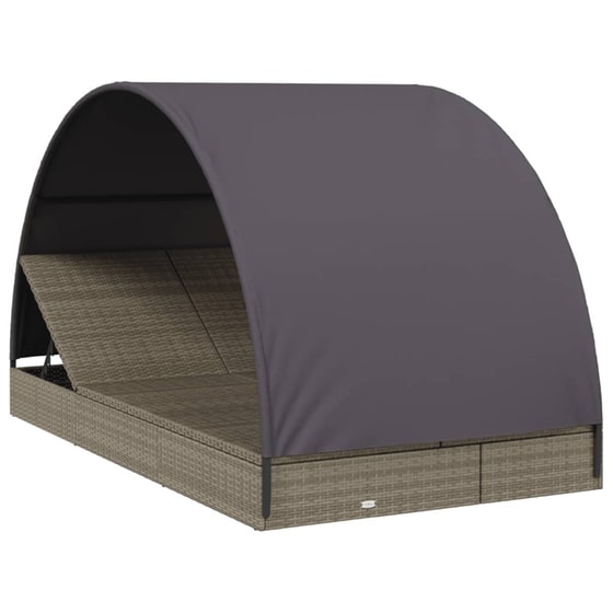 Ξαπλώστρα VidaXL από Συνθετικό Ρατάν 211x112x140 cm - Γκρι image 2