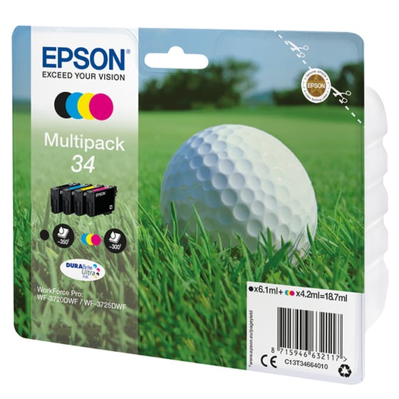 Epson 34 Κυανό / Ματζέντα / Κίτρινο / Μαύρο Πακέτο 4 Μελανιών Εκτυπωτή C13T34664010 image 1