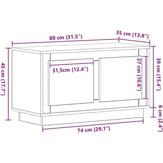 Έπιπλο Τηλεόρασης VidaXL 80 x 35 x 45 cm - Artisan Δρυς image 10