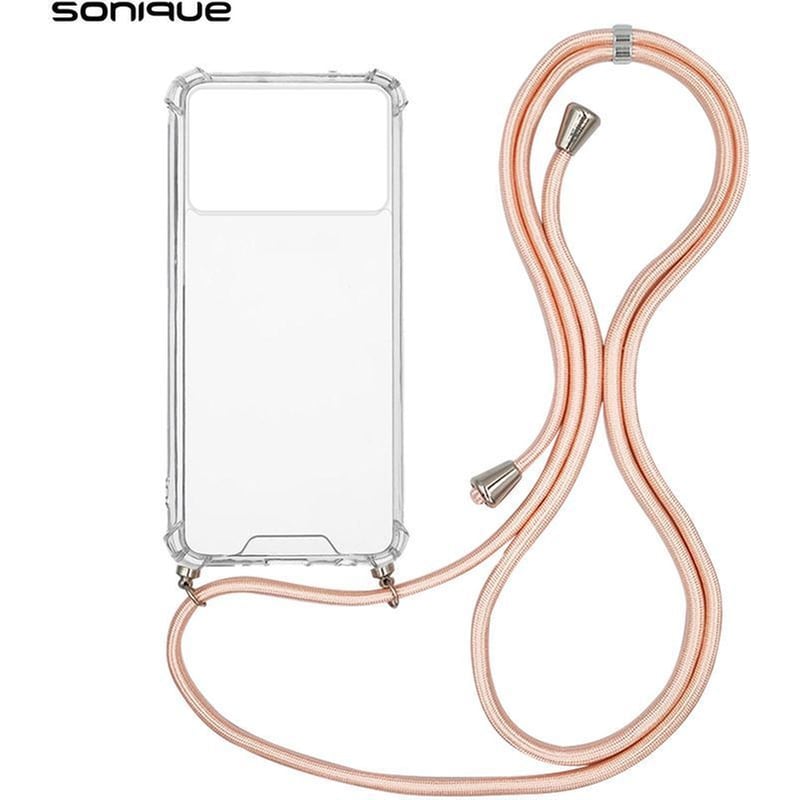 Θήκη Σιλικόνης Με Κορδόνι Sonique Armor Clear Xiaomi Poco X6 Pro 5g Ροζ Σατινέ
