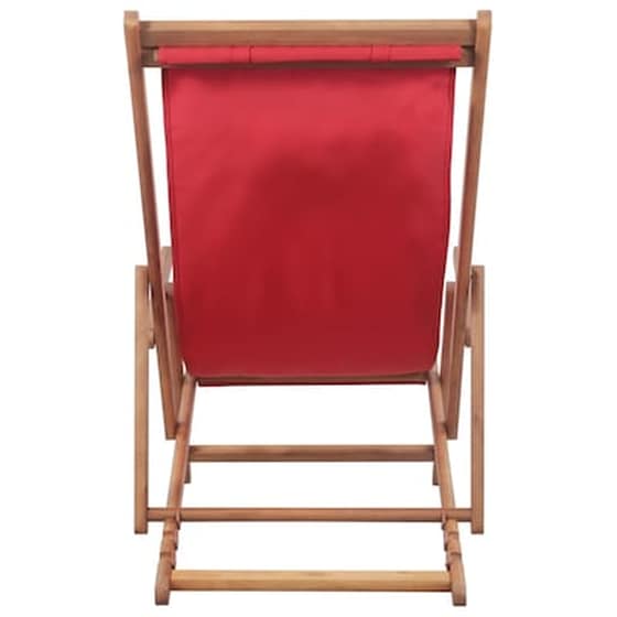 Σεζλόνγκ VidaXL Πτυσσόμενη από Ξύλο/Ύφασμα 112x60x95 cm - Κόκκινο image 5