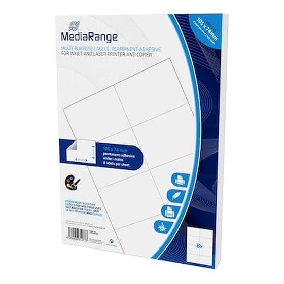 Mediarange Mrink145 Ετικέτες Πολλαπλών Χρήσεων 105x74mm 400 τεμάχια 50 φύλλα image 0