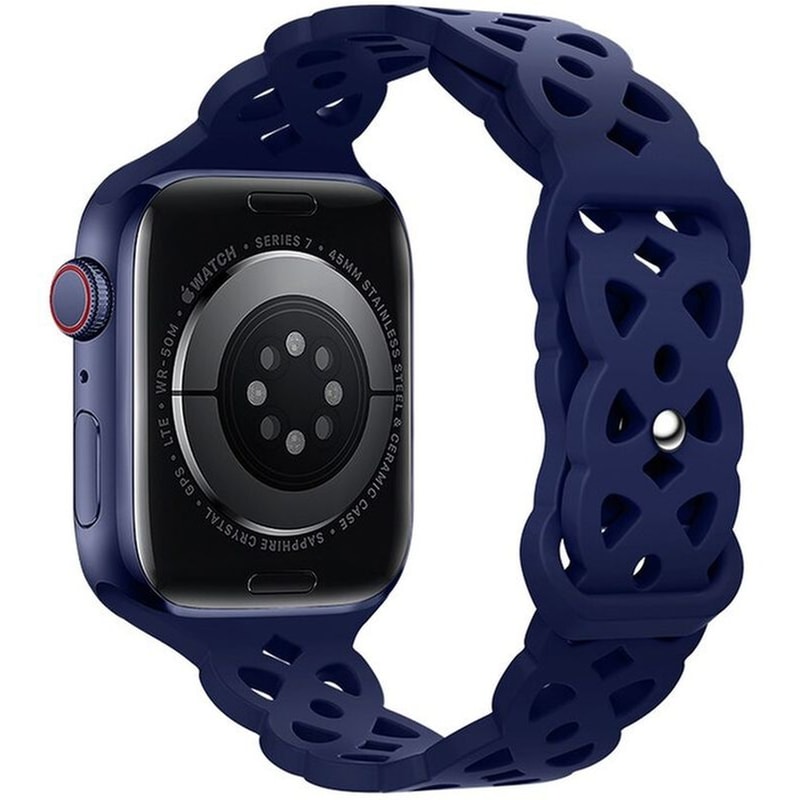 HOCO Watchband Hoco Wa09 Flexible Rhombus Hollow 42/44/45/49mm Για Apple Watch 1/2/3/4/5/6/7/8/se/ultra Dark Blue Silicon Band