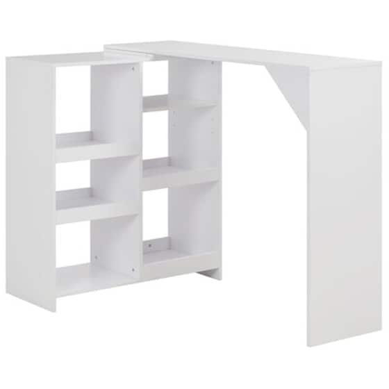 Vidaxl Τραπέζι Μπαρ Με Κινητή Ραφιέρα Λευκό 138 X 40 X 120 Εκ. image 1