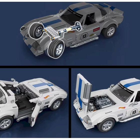 Mattel Hot Wheels Brick Shop Σετ Κατασκευής Elite Series Corvette Grand Sport 1:16 (918 Κομμάτια) (JGR31) image 5