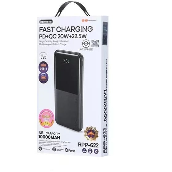 Powerbank Remax RPP-622 10.000 mAh - Μαύρο image 1