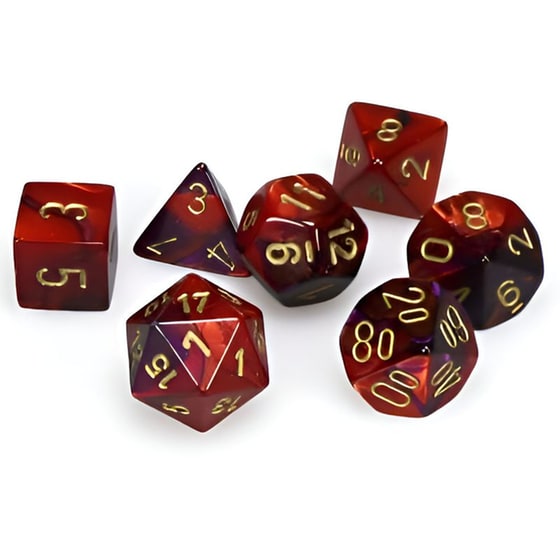 Gemini Purple-red/Gold Mini Polyhedral 7-die Set CHESSEX image 0