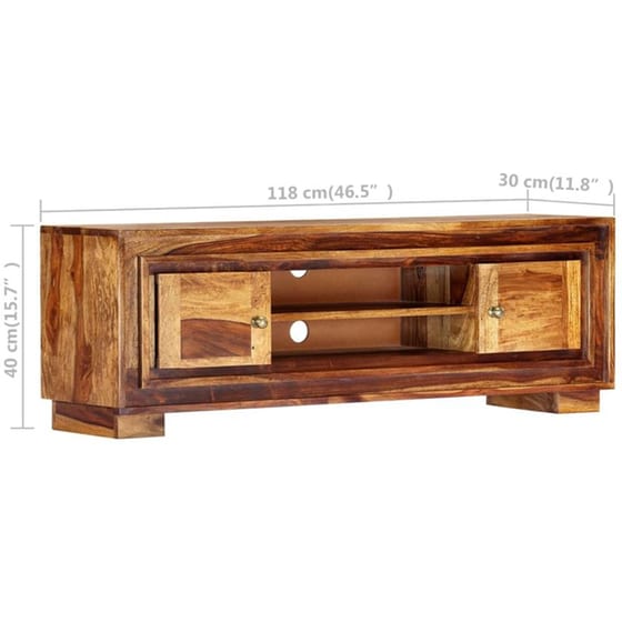Έπιπλο Τηλεόρασης VidaXL Μασίφ Ξύλο  118x30x40cm - Kαφέ image 12