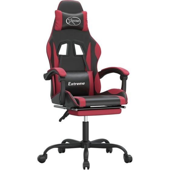 Καρέκλα Gaming VIDAXL 3143885 με Υποπόδιο από Τεχνητό Δέρμα - Μαύρο image 0