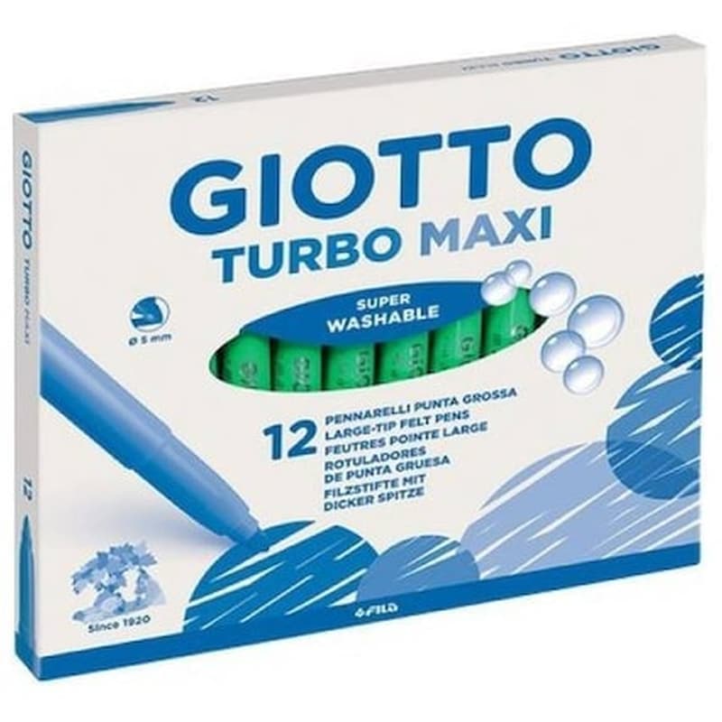 Μαρκαδόροι Giotto Turbo Maxi Χοντροί Πράσινο Ανοιχτό 12 Τεμάχια