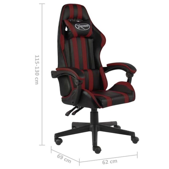 Gaming Καρέκλα Racing VidaXL Συνθετικό Δέρμα - Μπορντό/Μαύρη image 5