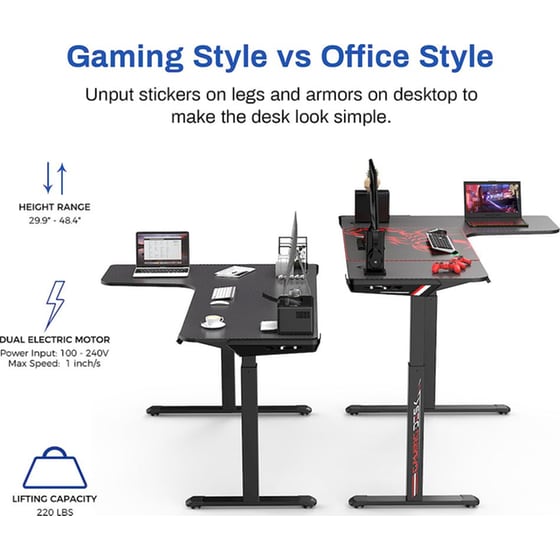 Γραφείο Γωνιακό Gaming/ Εργασίας Eureka Ergonomic ERK-EGD-L60R-B-US 155x106x76-123cm image 3