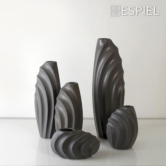 Διακοσμητικό Βάζο Espiel Mig129 Κεραμικό 16x12x45 cm - Ανθρακί image 1