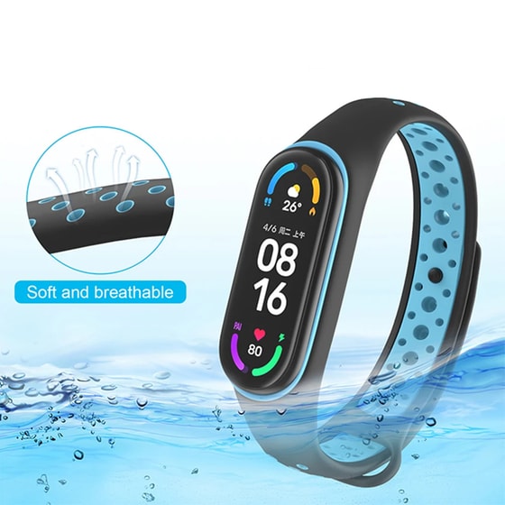 Λουράκι Sonique Σιλικόνης για Xiaomi Smart Band 7 - Μαύρο / Γαλάζιο image 3