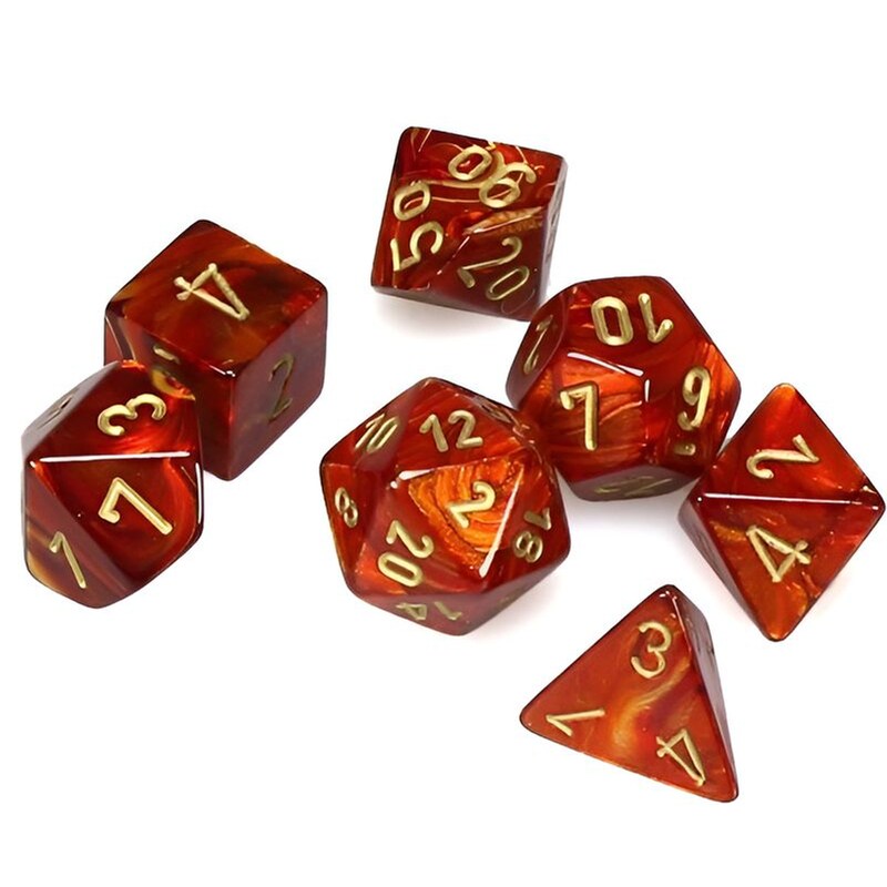 CHESSEX Scarab Scarlet/Gold Mini Polyhedral 7-die Set CHESSEX