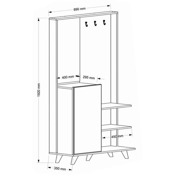 Έπιπλο Εισόδου 24Mall Trieste από Μοριοσανίδα 89x35x192 cm - Καρυδί image 5