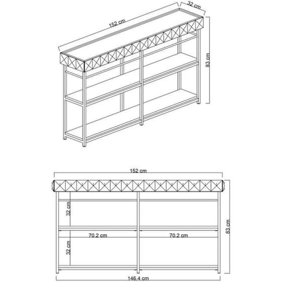 Κονσόλα  24Mall Emerald από Μοριοσανίδα/Μέταλλο 152x32x83 cm - Ανθρακί/Χρυσή image 2