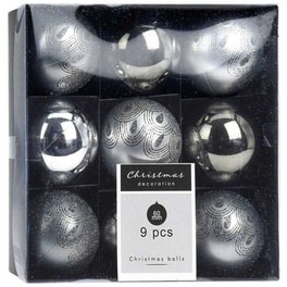 Σετ Χριστουγεννιάτικα Στολίδια Spitishop K-m Silver Can220510 Πλαστικό 9 Τμχ - Μπάλα