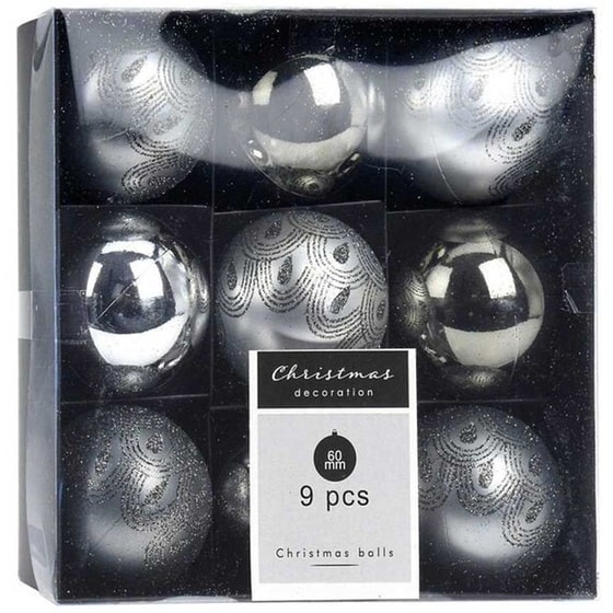 Σετ Χριστουγεννιάτικα Στολίδια Spitishop K-m Silver Can220510 Πλαστικό 9 Τμχ - Μπάλα image 0
