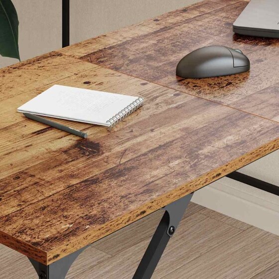 Γραφείο VidaXL από Επεξεργασμένο Ξύλο 149x149x75 cm - Παλιό Ξύλο image 3