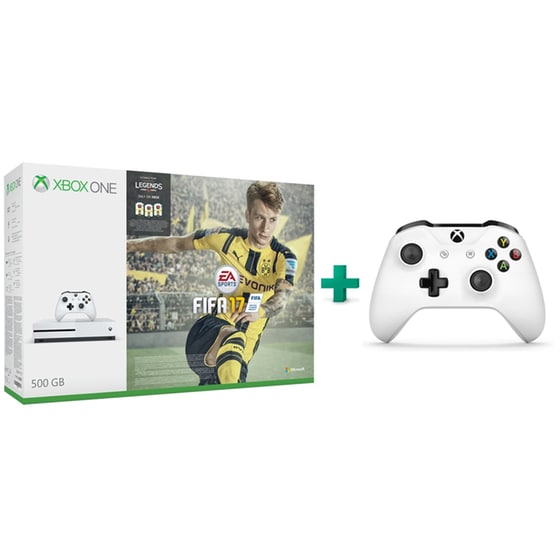 Microsoft Xbox One S White - 500GB & FIFA 17 & 2ο χειριστήριο (λευκό) image 0