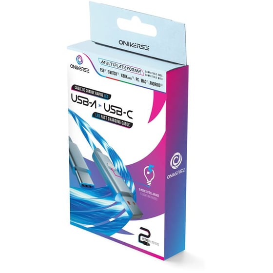 Καλώδιο Δεδομένων & Φόρτισης Oniverse με LED USB-A to USB-C 2m - White image 3
