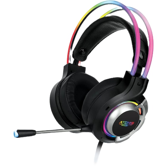 Armaggeddon Atom 9 Gaming Ενσύρματα Ακουστικά 3.5mm/USB με RGB Φωτισμό - Μαύρα/Ασημί image 0