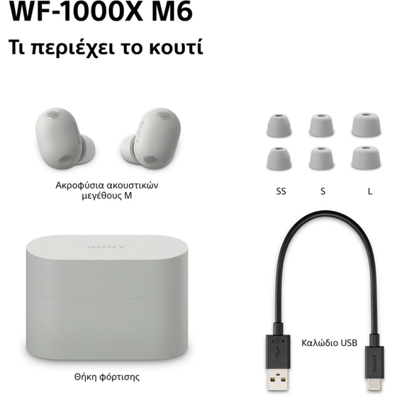 Ακουστικά Bluetooth Sony WF-1000XM6 - Platinum Silver image 10