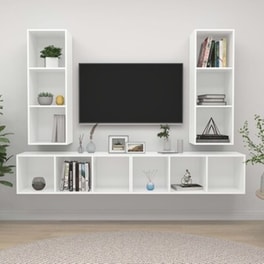Έπιπλο Τηλεόρασης Vidaxl Μοριοσανίδα 4 Τμχ 37x37x107 cm - Λευκό