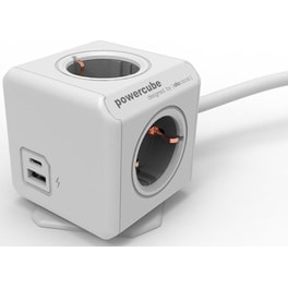Πολύπριζο Allocacoc Powercube Extended 4 Θέσεων & USB-C 1.5m - Γκρι