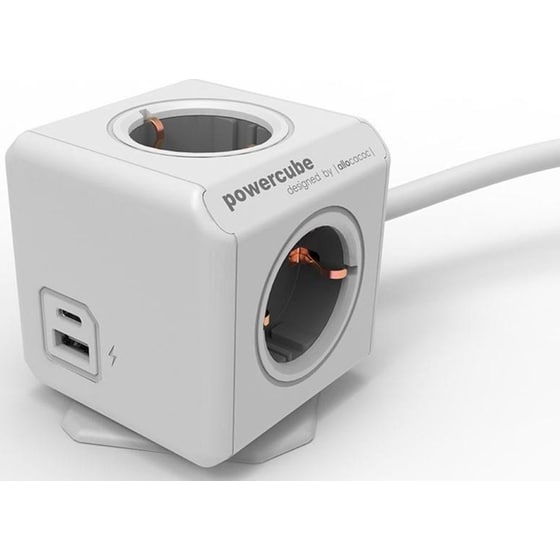 Πολύπριζο Allocacoc Powercube Extended 4 Θέσεων & USB-C 1.5m - Γκρι image 0