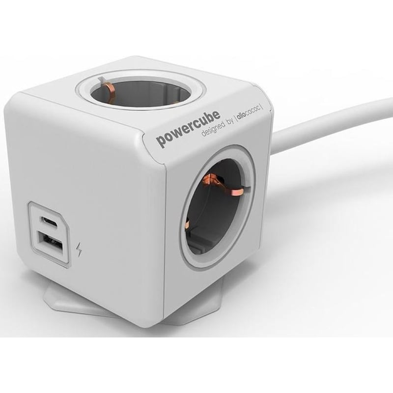 Πολύπριζο Allocacoc Powercube Extended 4 Θέσεων USB-C 1.5m - Γκρι