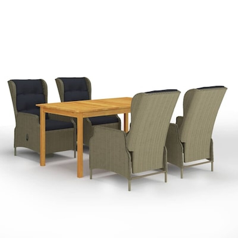 Vidaxl Σετ Τραπεζαρίας Κήπου 5 Τεμαχίων Καφέ VIDAXL