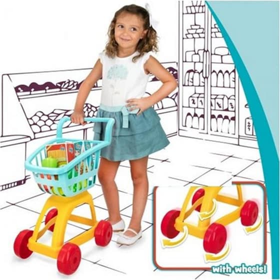 Σετ Παιδικό Aria Trade Καρότσι Τρόλεϊ Supermarket 9 Τμχ - 29.5x29x39.5 cm image 1