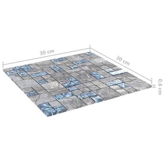 Μωσαϊκά Πλακάκια Vidaxl Γυάλινα 22 Τμχ 30x30 cm - Γκρι / Μπλε image 5