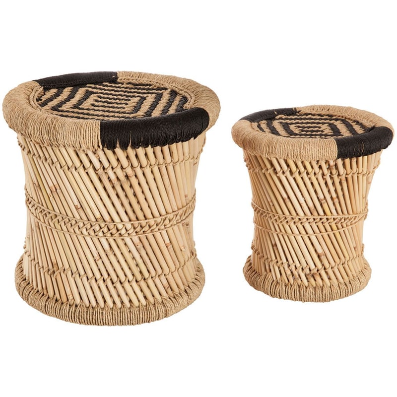 SPITISHOP Τραπεζάκια Βοηθητικά από Μπαμπού A-s Corde 156861b Σετ 2 Τμχ - Καφέ